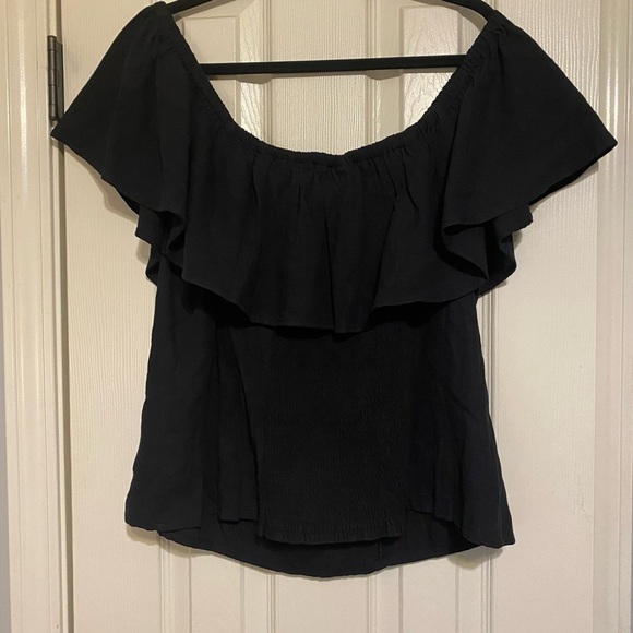 Ava & Viv Off Shoulder Ruffle Blouse - Black - Picture 2 of 3